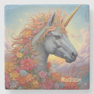 Individuelle Name Beautiful Unicorn Steinuntersetzer