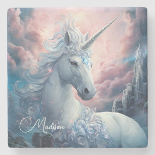 Individuelle Name Beautiful Unicorn Steinuntersetzer