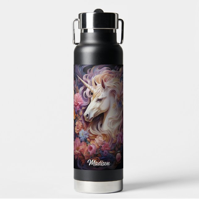 Individuelle Name Beautiful Unicorn Trinkflasche (Vorderseite)