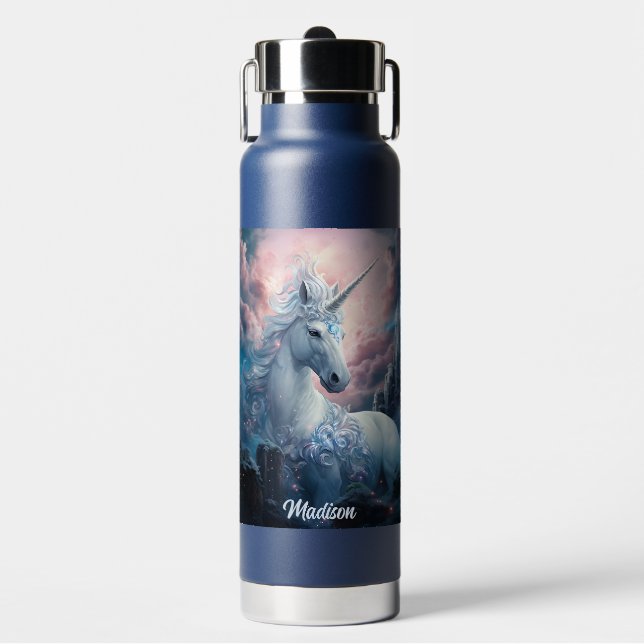 Individuelle Name Beautiful Unicorn Trinkflasche (Vorderseite)