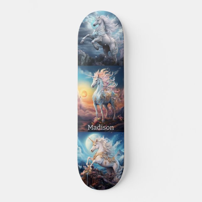 Individuelle Name Beautiful Unicorns Skateboard (Vorderseite)
