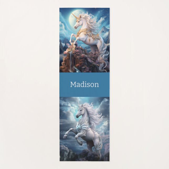 Individuelle Name Beautiful Unicorns Yogamatte (Vorderseite)