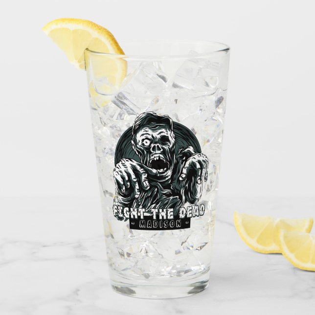 Individuelle Name "Bekämpfen Sie die Toten" Zombie Glas (Vorderseite Ice)