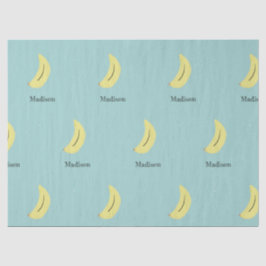 Individuelle Name bemalte Banane auf blau Seidenpapier