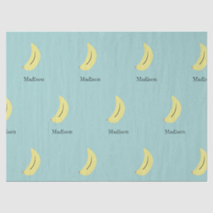Individuelle Name bemalte Banane auf blau Seidenpapier