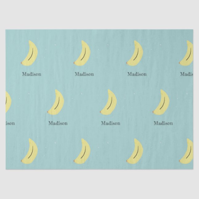 Individuelle Name bemalte Banane auf blau Seidenpapier (Vorderseite)