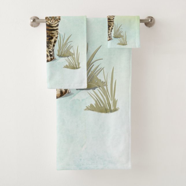 Individuelle Name Bengalisch Katze Haustier Badhandtuch Set (Insitu)