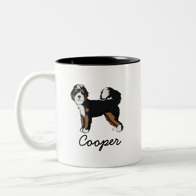 Individuelle Name Bernedoodle Foto Zweifarbige Tasse (Links)