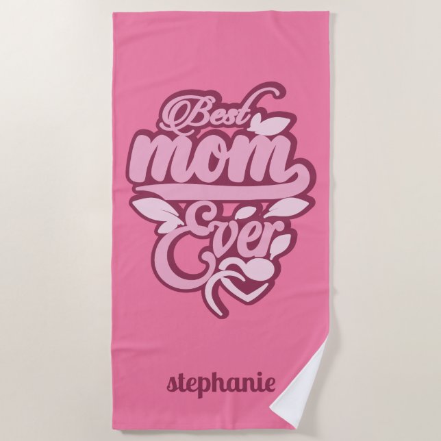 Individuelle Name "Best Mama Ever" Strandtuch (Vorderseite)