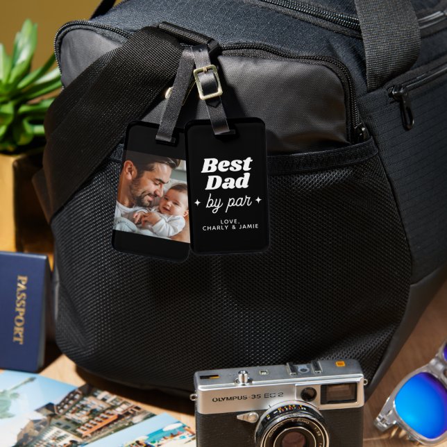 Individuelle Name Bester Vater nach Par Retro Cool Gepäckanhänger (Vorderseite & Rückseite)