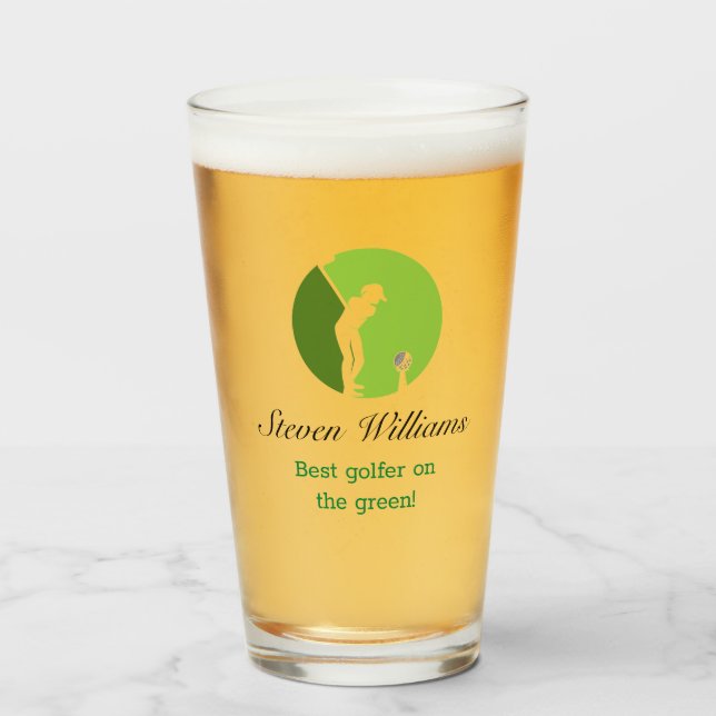 Individuelle Name Bestes Golfer-Bierglas Glas (Vorne (Gefüllt))