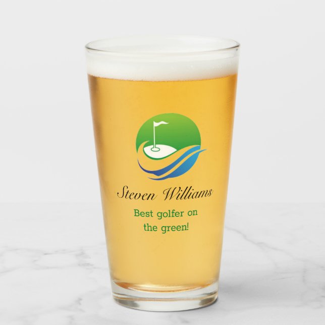 Individuelle Name Bestes Golfer-Bierglas Glas (Vorne (Gefüllt))