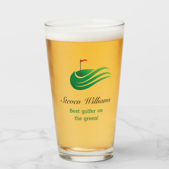 Individuelle Name Bestes Golfer-Bierglas Glas (Vorne (Gefüllt))
