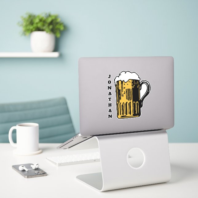 INDIVIDUELLE NAME BIER AUFKLEBER (Laptop auf Schreibtisch)
