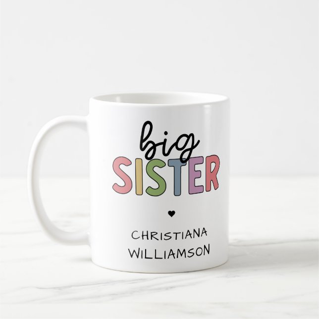 Individuelle Name Big Sister Niedlich Personalisie Kaffeetasse (Links)