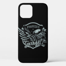 Individuelle Name Biker Skull Wings Motorradgarage