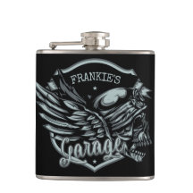 Individuelle Name Biker Skull Wings Motorradgarage