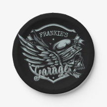 Individuelle Name Biker Skull Wings Motorradgarage