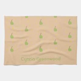 Individuelle Name-Birnmuster braun Geschirrtuch