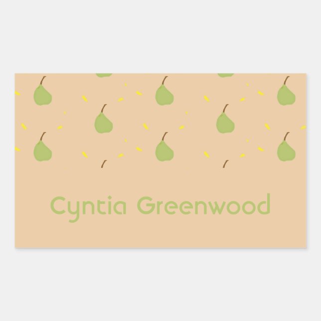 Individuelle Name-Birnmuster braun Rechteckiger Aufkleber (Vorderseite)