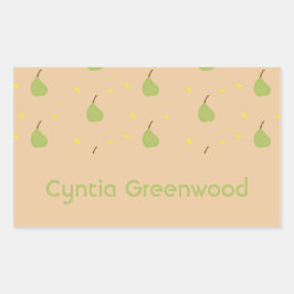 Individuelle Name-Birnmuster braun Rechteckiger Aufkleber