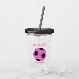 Individuelle Name Birthday Girly Pink Black Soccer Acryltrinkbecher