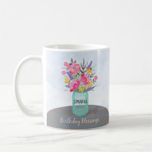 Individuelle Name Birthday Segings Jar Vase mit Bl Kaffeetasse