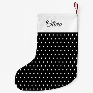 Individuelle Name Black and White Polka Dot Kleiner Weihnachtsstrumpf