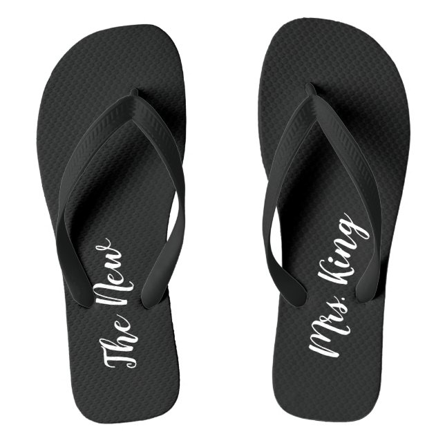 Individuelle Name Black and White Wedding Flip Flo Flip Flops (Fußbett)