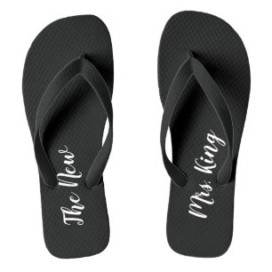 Individuelle Name Black and White Wedding Flip Flo Flops