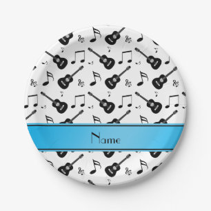 Individuelle Name Black Gitarren Musiknoten Pappteller