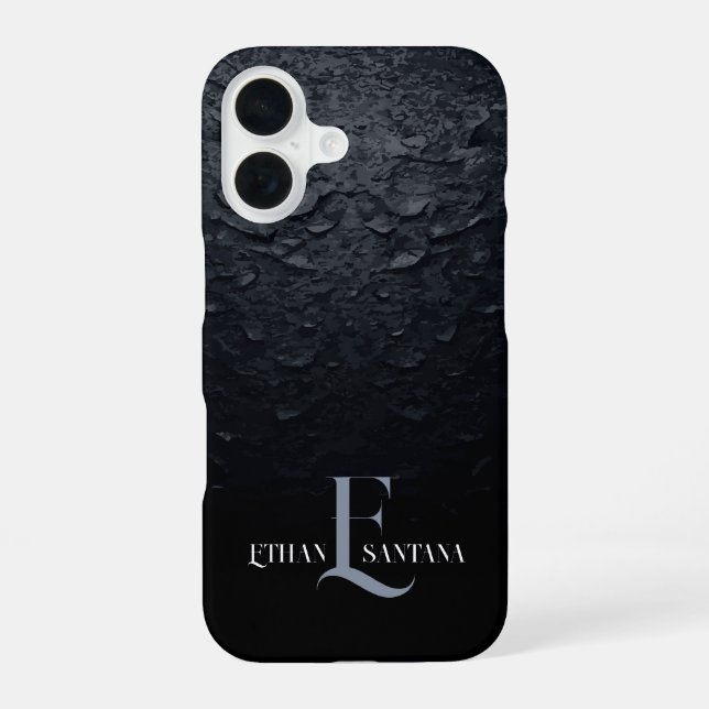 Individuelle Name Black Gradient iPhone 16 Hülle (Rückseite)