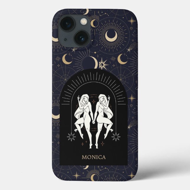 Individuelle Name Black Mystic Zodiac Gemini Case-Mate iPhone Hülle (Rückseite)