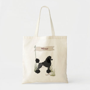 Individuelle Name Black Poodle Pet Hund Tote Tasch Tragetasche