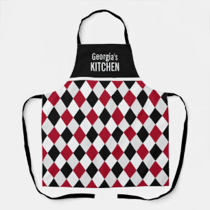 Individuelle Name Black Red Harlequin Diamond Patt Schürze
