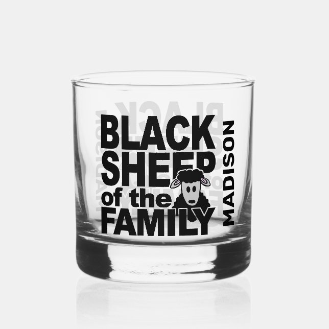 Individuelle Name "Black Sheep" Whiskyglas (Vorderseite)