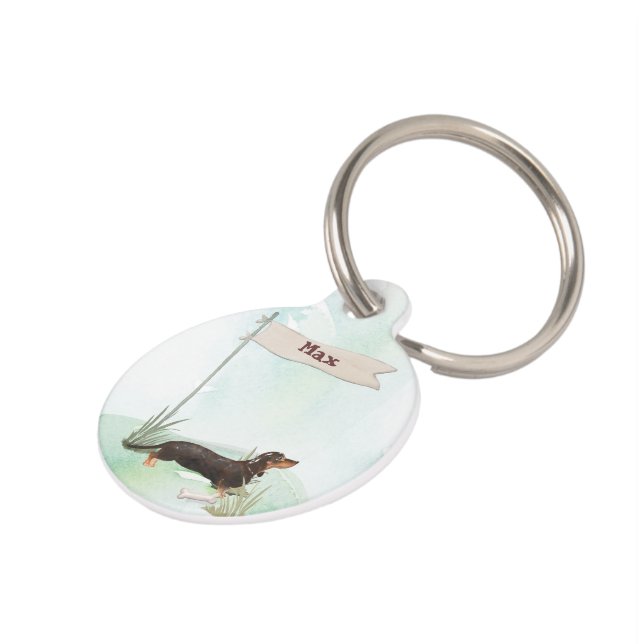 Individuelle Name Black & Tan Dackel Hund Haustiermarke (Seite)