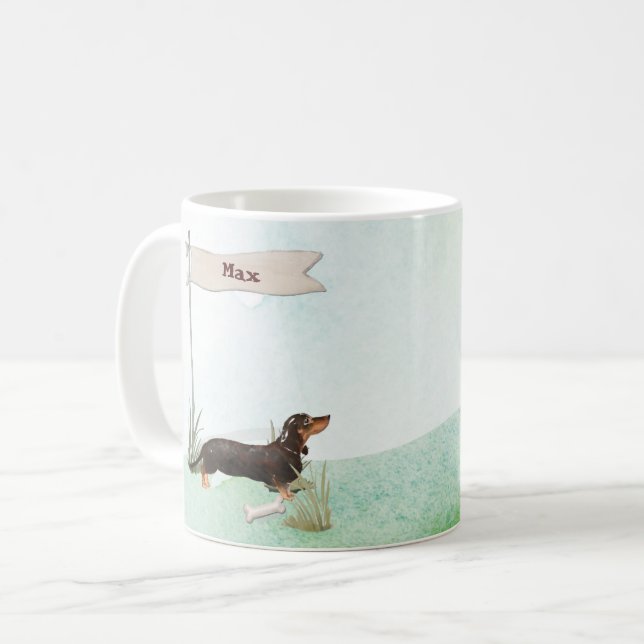 Individuelle Name Black & Tan Dackel Hund Kaffeetasse (Vorderseite Links)