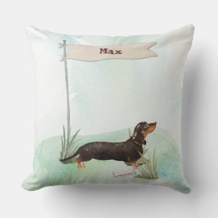 Individuelle Name Black & Tan Dackel Hund Kissen