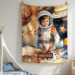 Individuelle Name-Blanket-Raketenschiff und Planet Fleecedecke