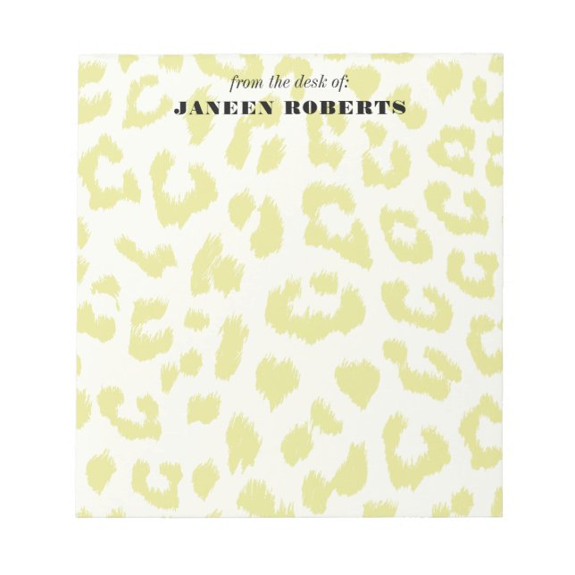 Individuelle Name Blass Green Leopard Print Notizblock (Vorderseite)