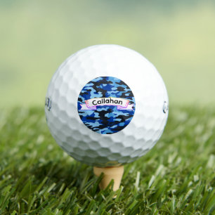 Individuelle Name Blau- und Schwarz-Camouflage-Des Golfball