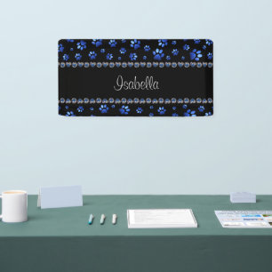 Individuelle Name, blaue Glitzer-Hundpaare Banner