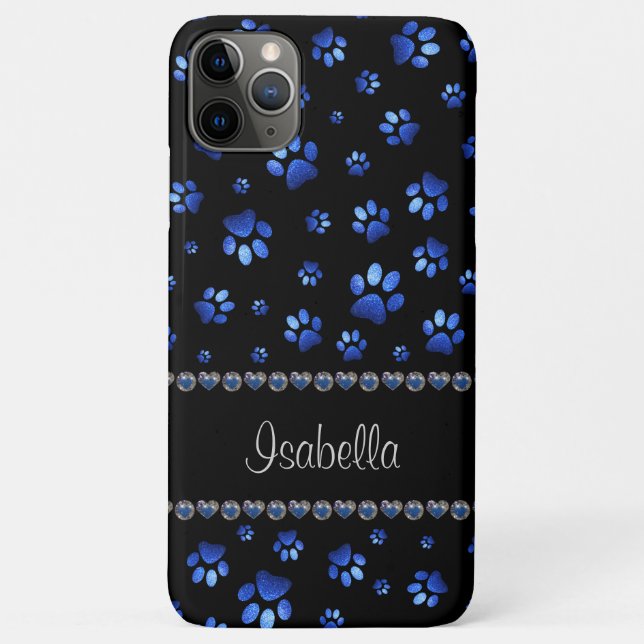 Individuelle Name, blaue Glitzer-Hundpaare Case-Mate iPhone Hülle (Rückseite)