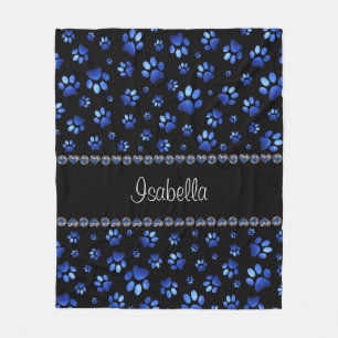 Individuelle Name, blaue Glitzer-Hundpaare Fleecedecke