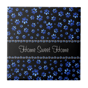 Individuelle Name, blaue Glitzer-Hundpaare Fliese