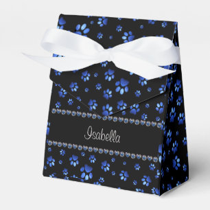Individuelle Name, blaue Glitzer-Hundpaare Geschenkschachtel