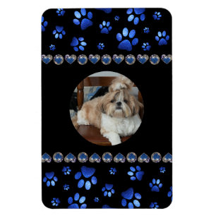 Individuelle Name, blaue Glitzer-Hundpaare Magnet