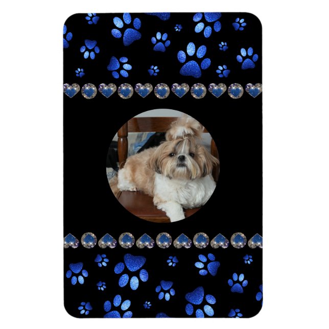 Individuelle Name, blaue Glitzer-Hundpaare Magnet (Vertikal)