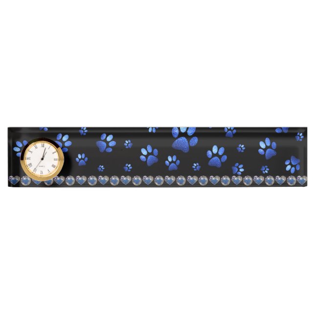 Individuelle Name, blaue Glitzer-Hundpaare Namensplakette (Vorderseite)